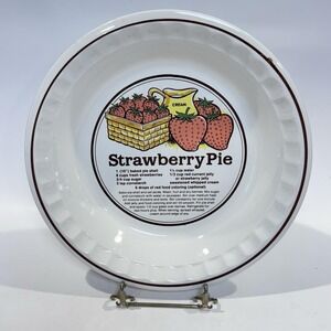 Vintage Strawberry Pie Recipe Plate 10.5" Sunnycraft Pie Bakers Korea 11011 EUC